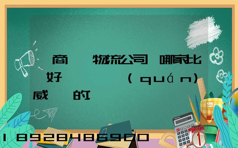 電商倉儲物流公司,哪家比較好一點、權(quán)威一點的